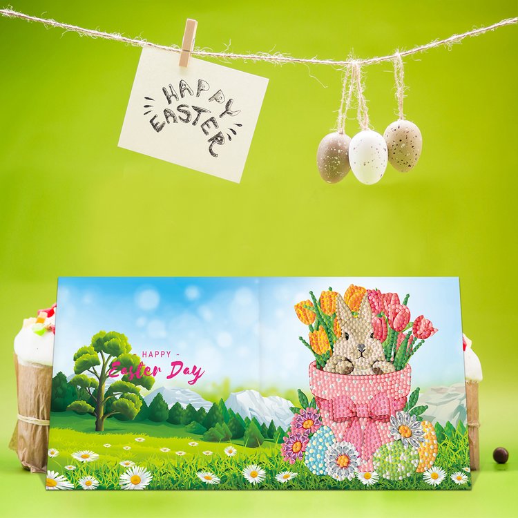 8 Pcs Set DIY Diamond Painting Rabbit Greeting Cards