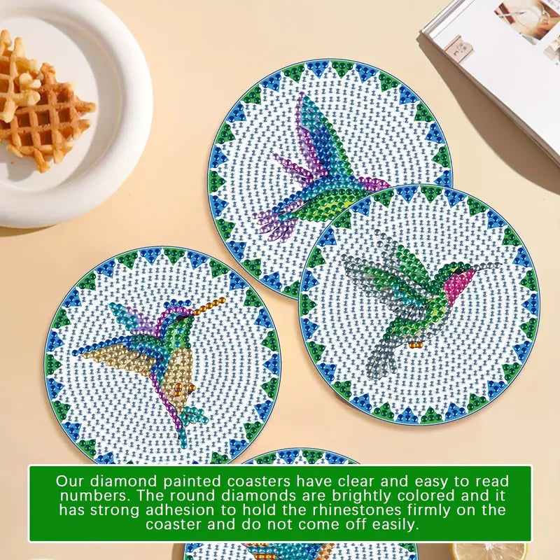 6 pcs set DIY Special Shaped Diamond Painting Coaster  | Hummingbird (no holder)