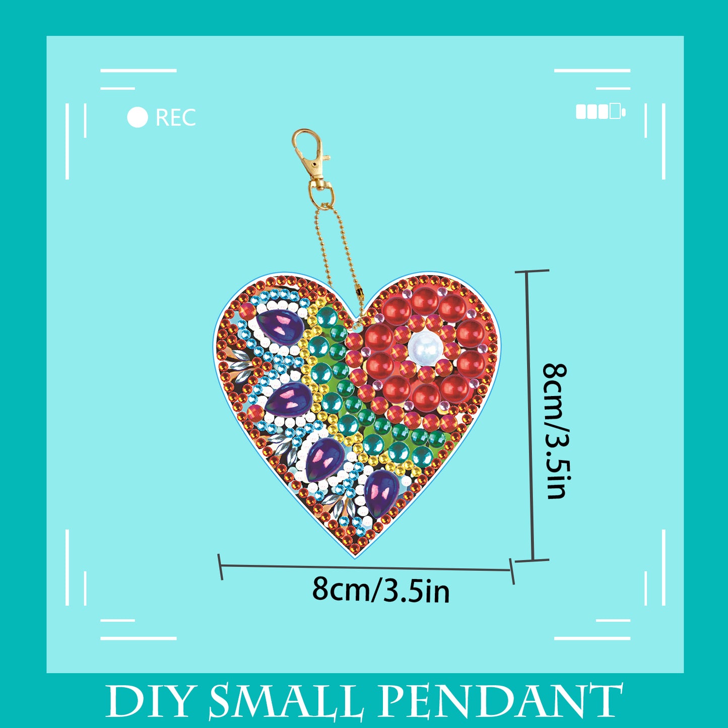 DIY keychain | Heart | Double-sided | Five Piece Set