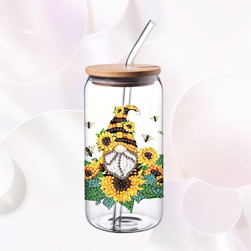 4PCS DIY diamond painting cup stickers (without cup) | Gnome Sunflower