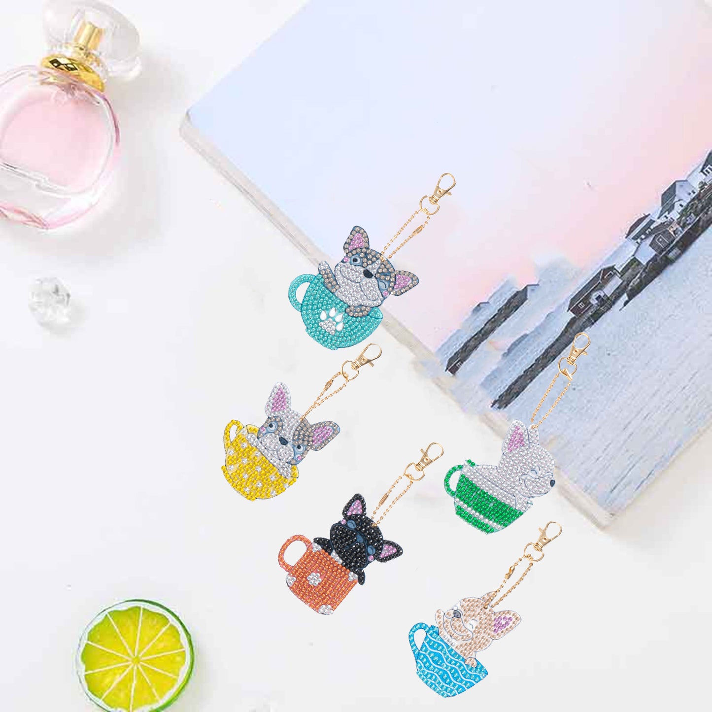 DIY keychain | Dog | Double-sided | Five Piece Set