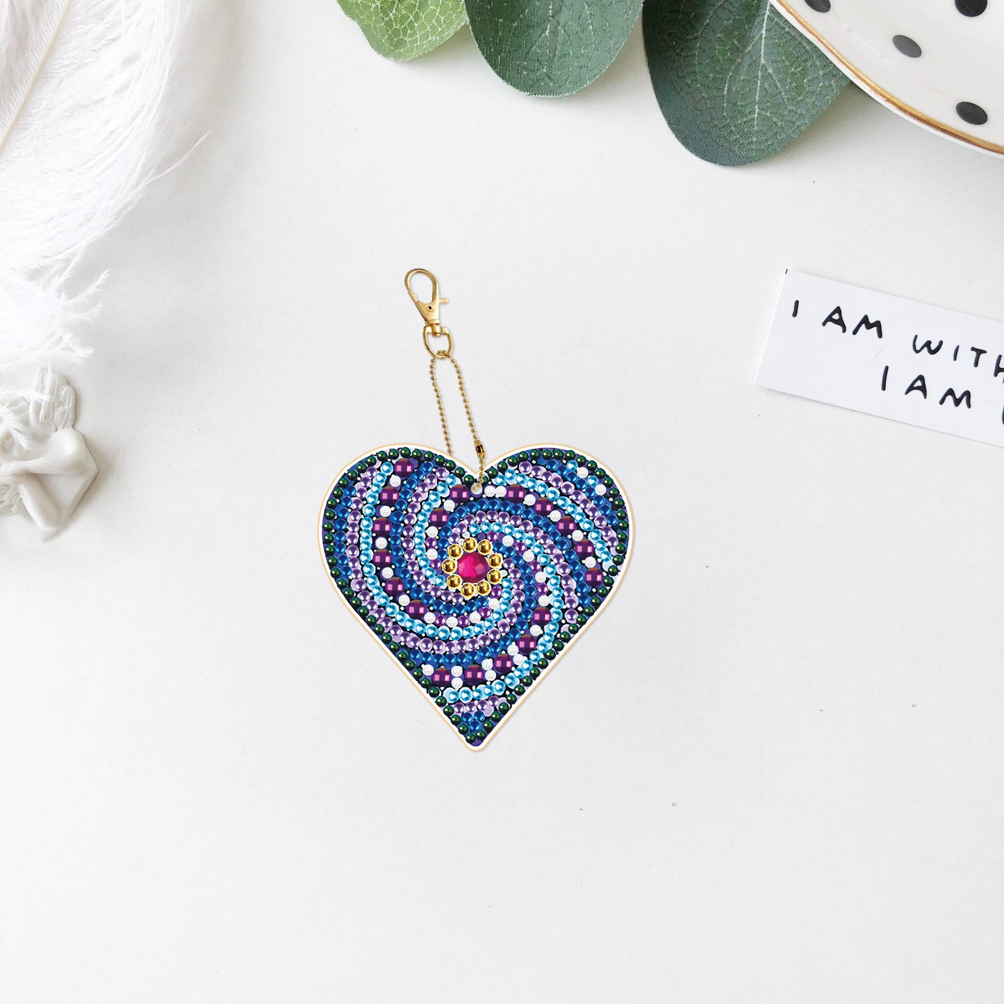 DIY keychain | Heart | Double-sided | Five Piece Set