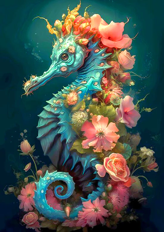 AB Diamond Painting | Flower Hippocampus