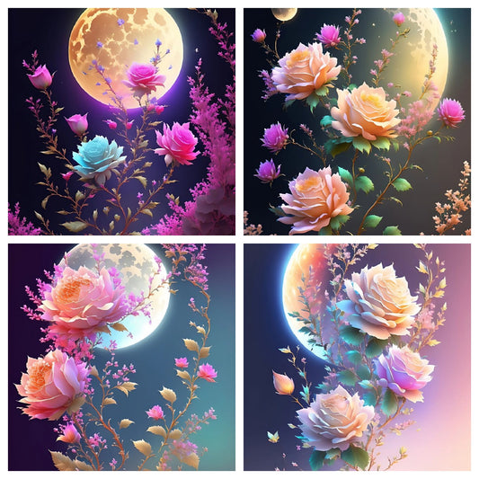 Full Round/Square Diamond Painting Kits | Moon Flower