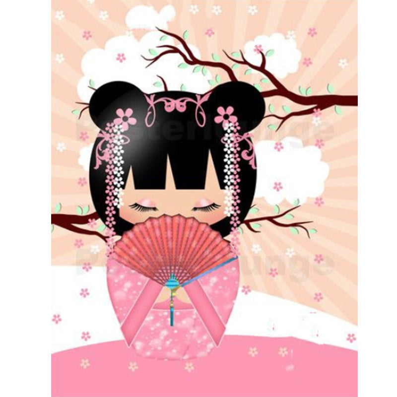 Japanese Cartoon Girl  | Full Round Diamond Painting Kits