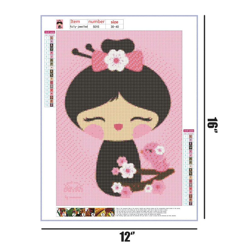 Japanese Cartoon Girl  | Full Round Diamond Painting Kits