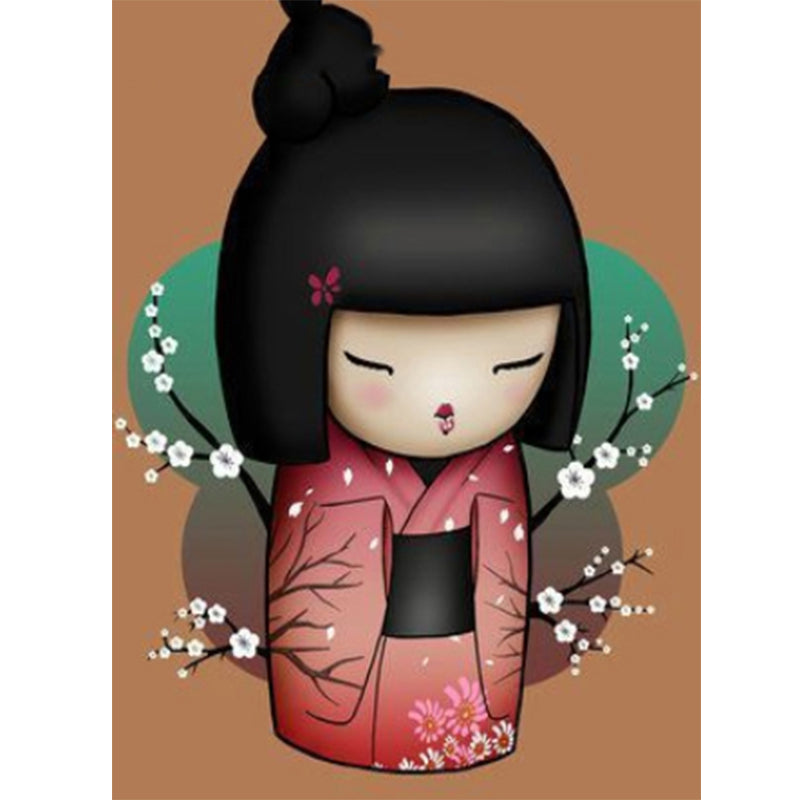 Japanese Cartoon Girl  | Full Round Diamond Painting Kits