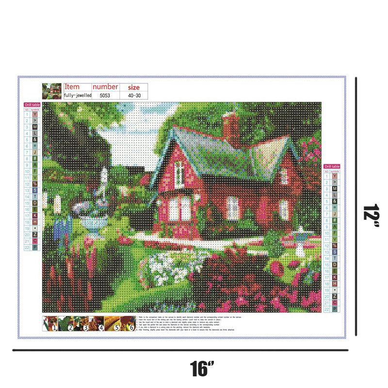 Beautiful Garden Cottage  | Full Round Diamond Painting Kits