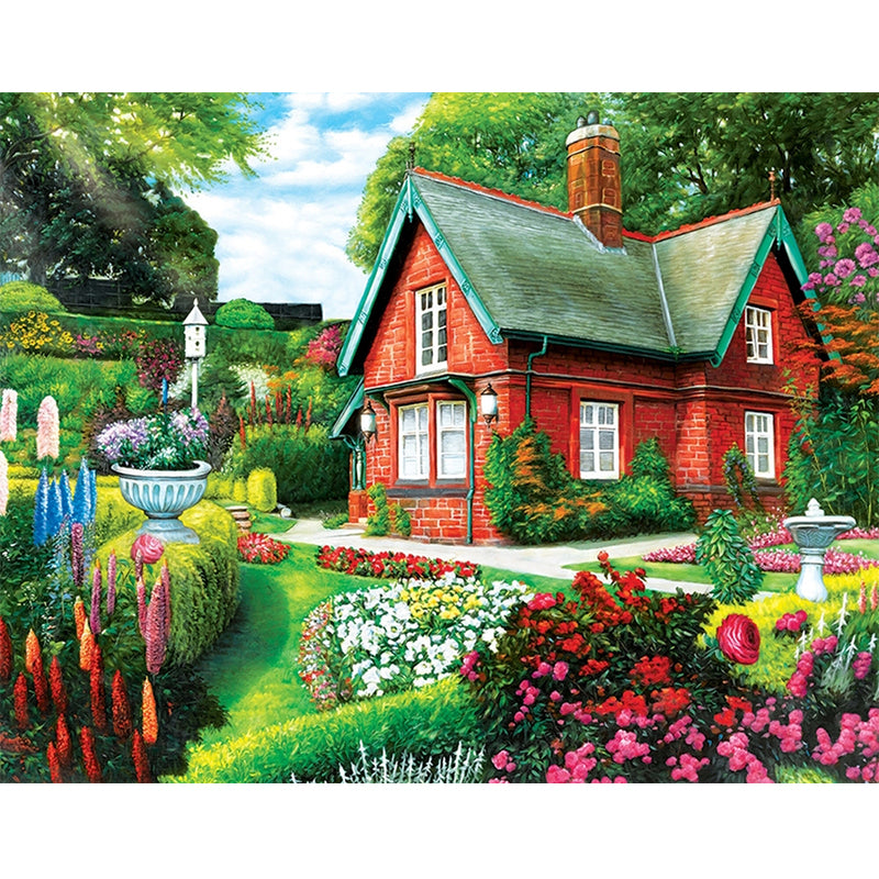 Beautiful Garden Cottage  | Full Round Diamond Painting Kits