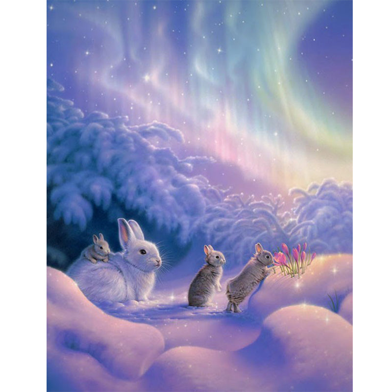 Starry Rabbits  | Full Round Diamond Painting Kits