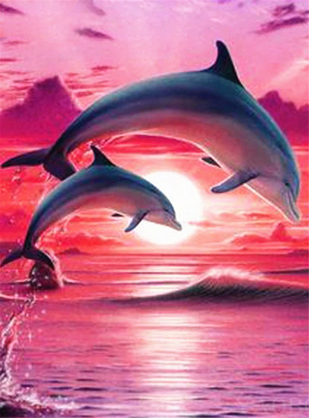 Deux dauphins | kit de peinture au diamant à cercle complet
