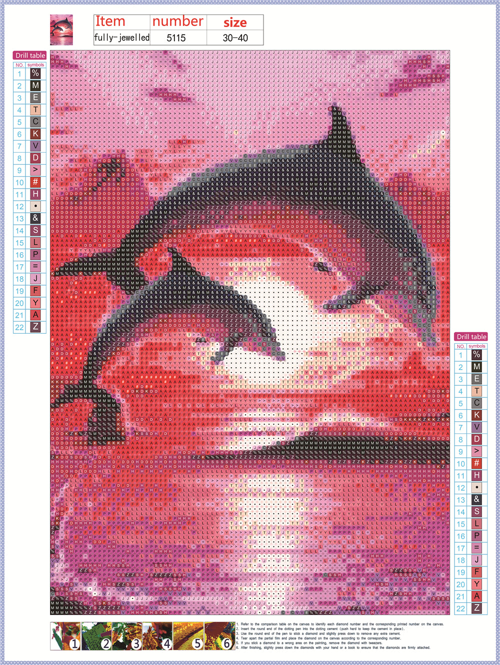 Deux dauphins | kit de peinture au diamant à cercle complet