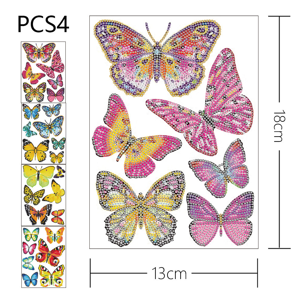 4pcs/pack Round Diamond Painting Stickers Wall Sticker | Butterfly