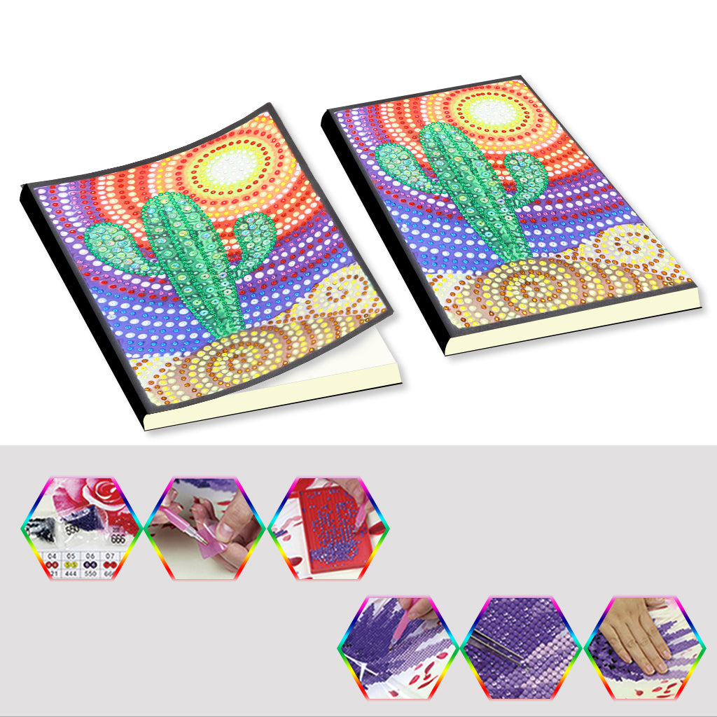 A5 5D Notebook DIY Part Special Shape Rhinestone Diary Book | Cactus