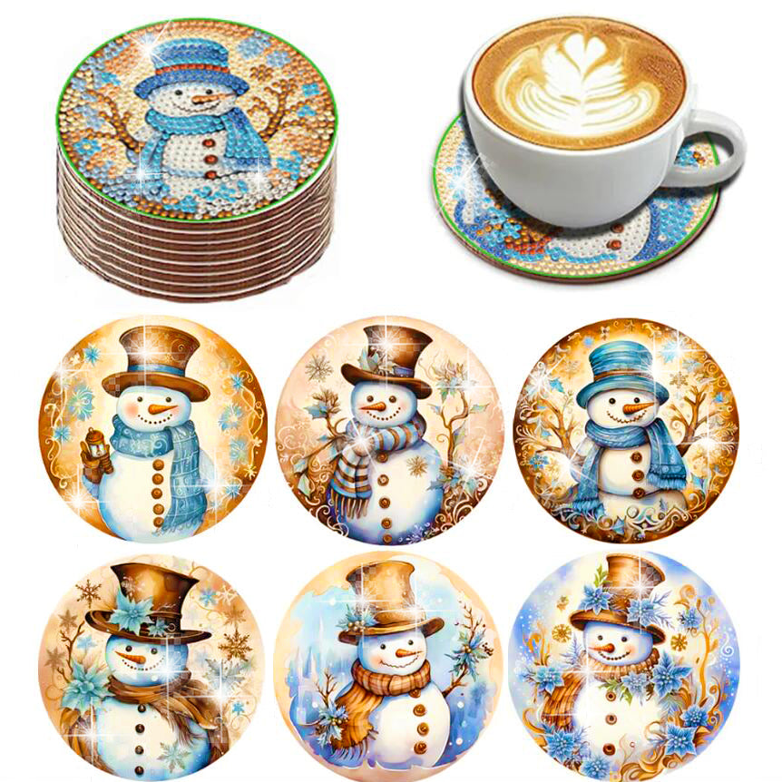 6 pcs set DIY Special Shaped Diamond Painting Coaster  | Snowman（no holder）