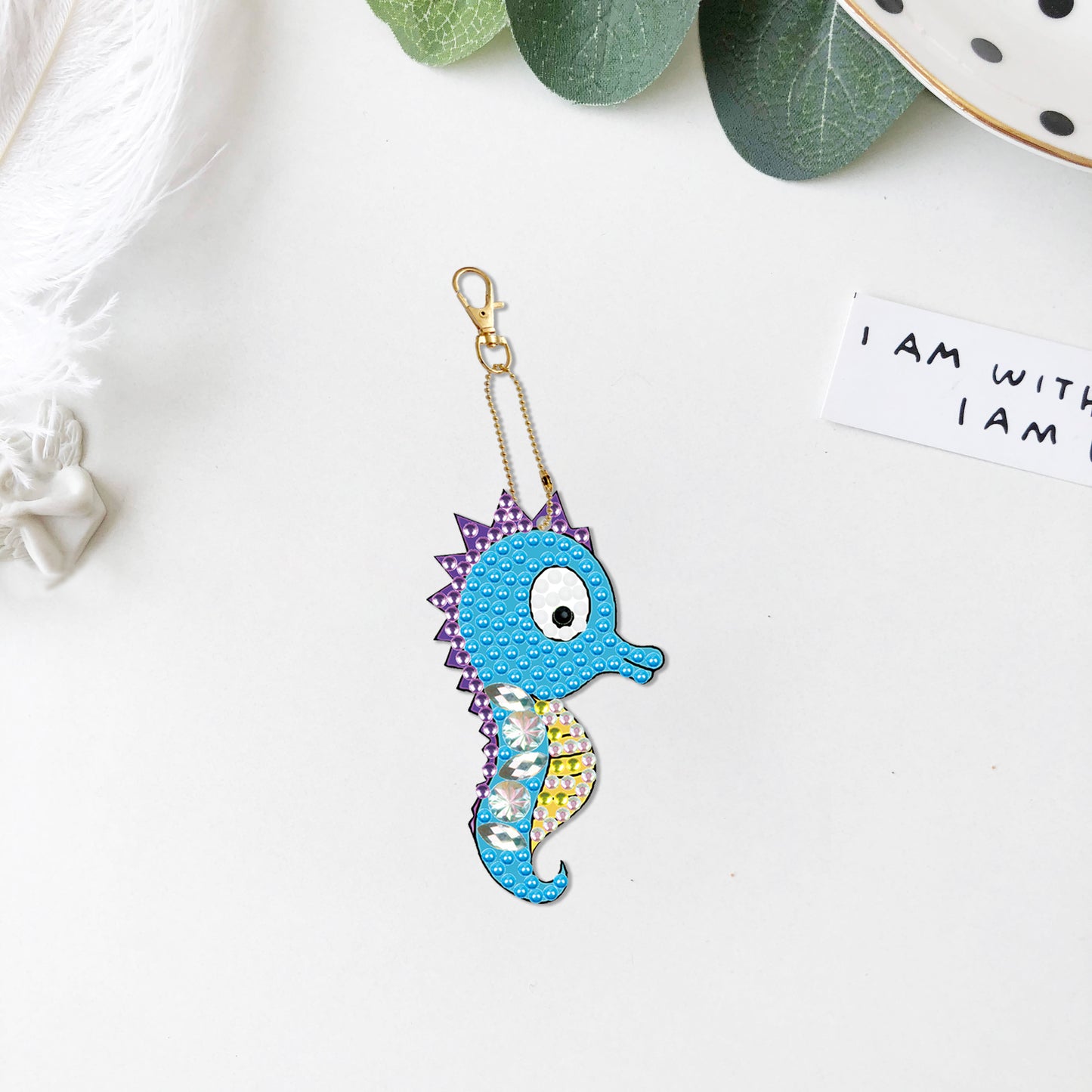 DIY keychain | Fish Seahorse Crab | Double-sided | Five Piece Set