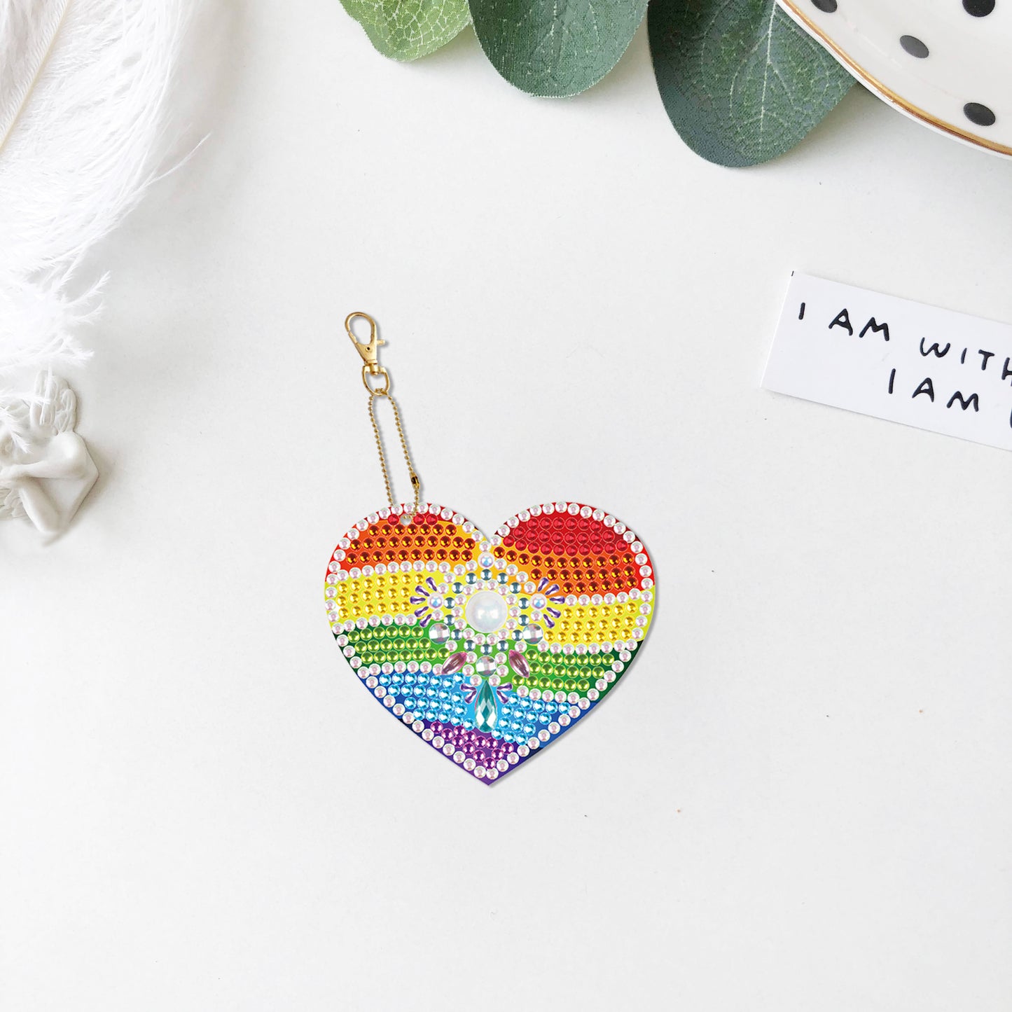 DIY keychain | Heart | Double-sided | Five Piece Set