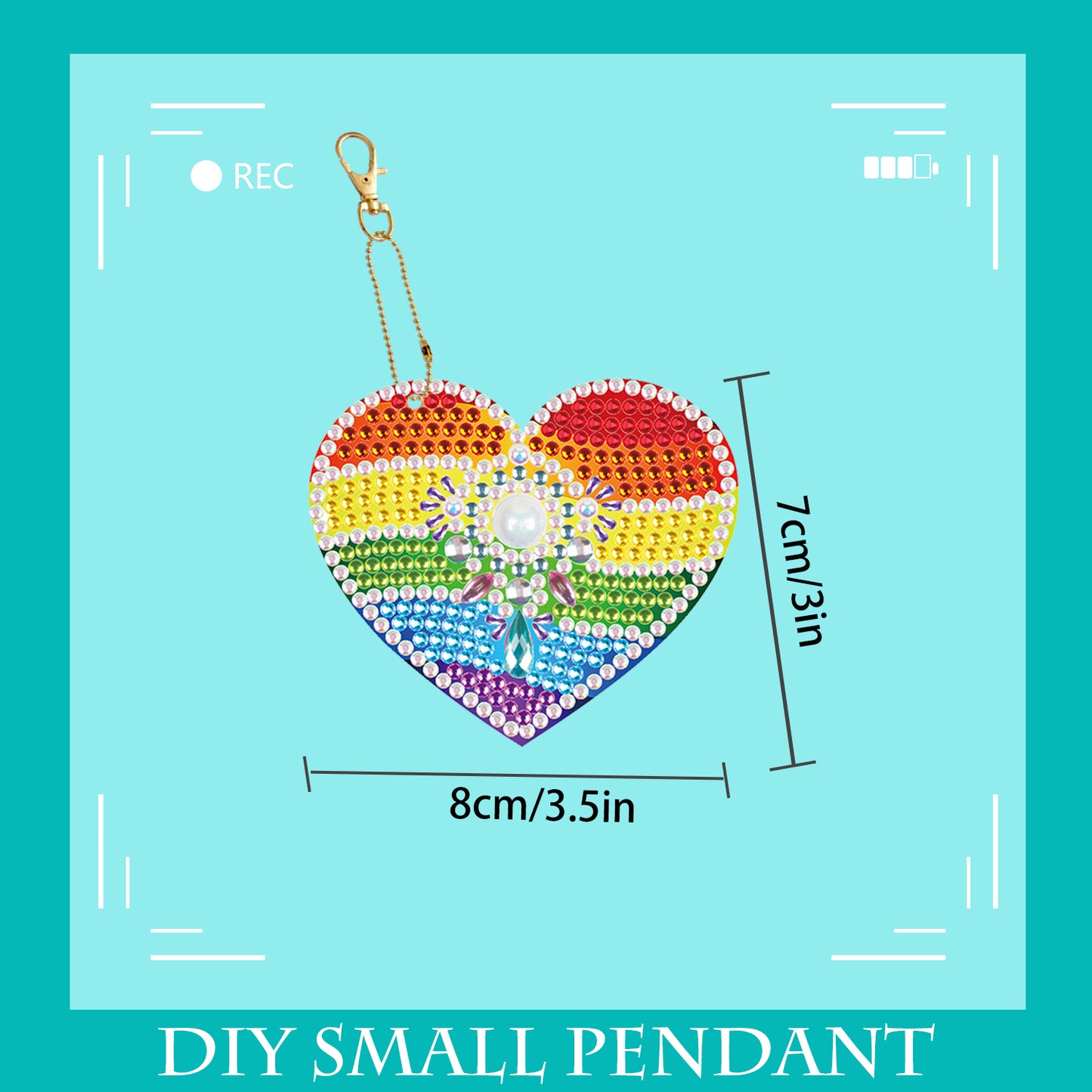 DIY keychain | Heart | Double-sided | Five Piece Set