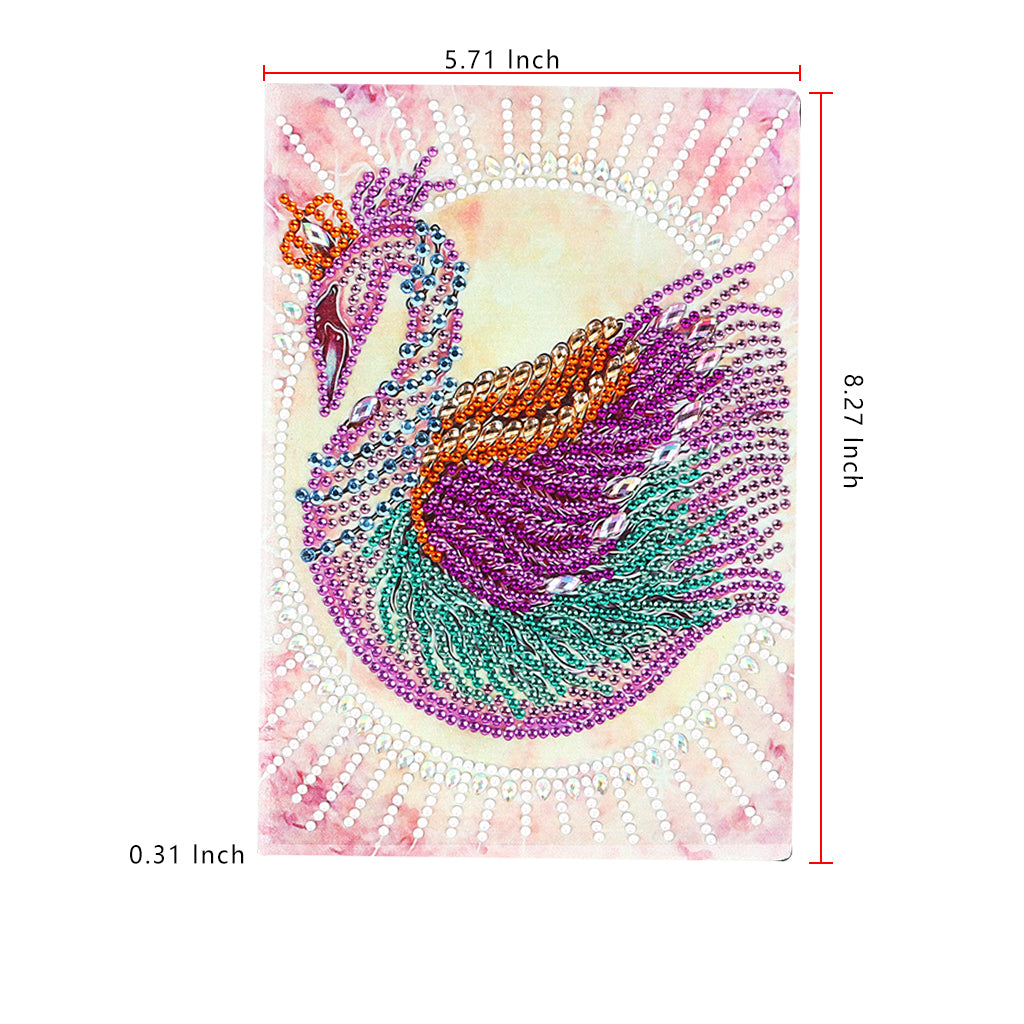 A5 5D Notebook DIY Part Special Shape Rhinestone Diary Book | Swan