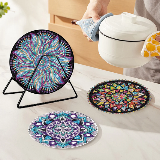 4PCS Diamond Painting Placemats Insulated Dish Mats | Mandala