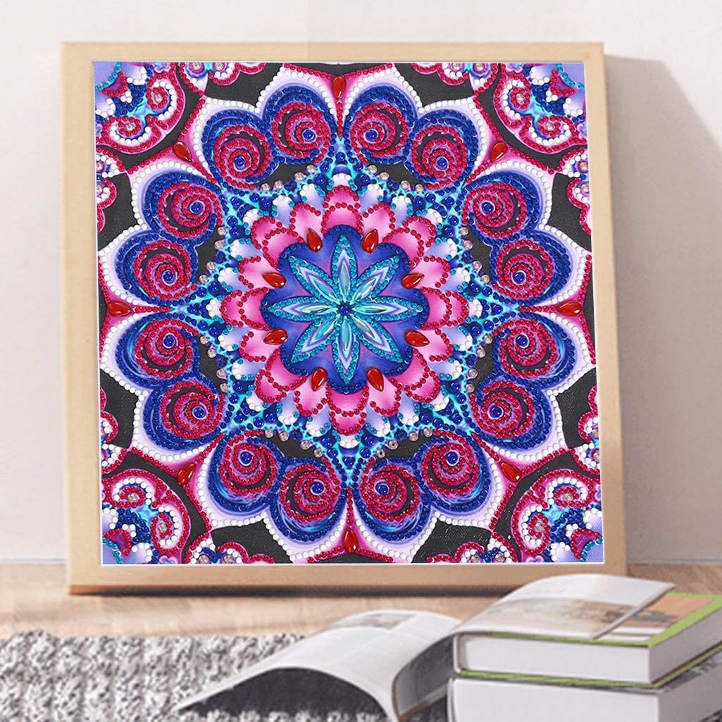 Abstrakte Kunst-Mandala-Blume | Leuchtende Diamant-Malkits 