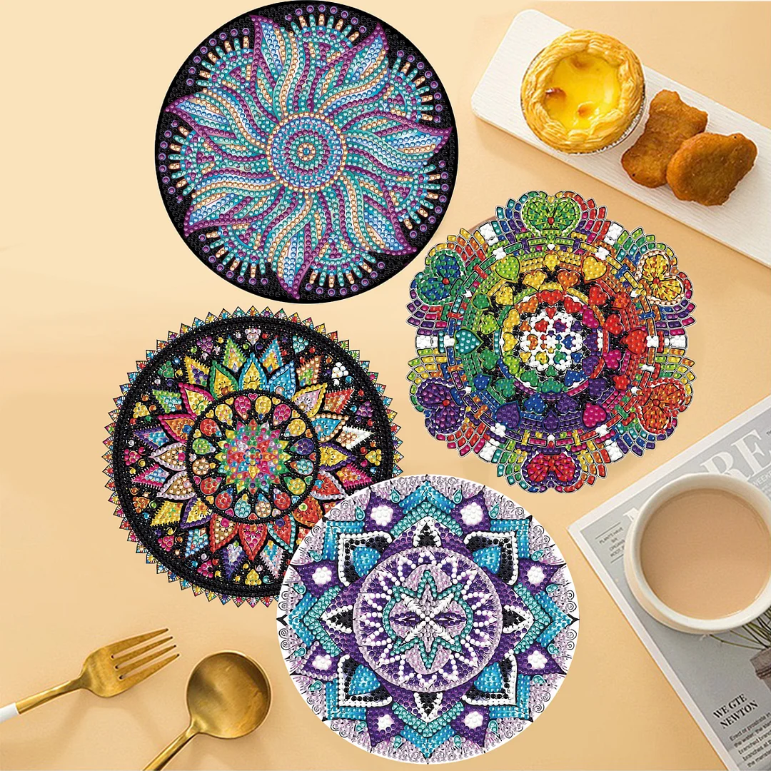 4PCS Diamond Painting Placemats Insulated Dish Mats | Mandala