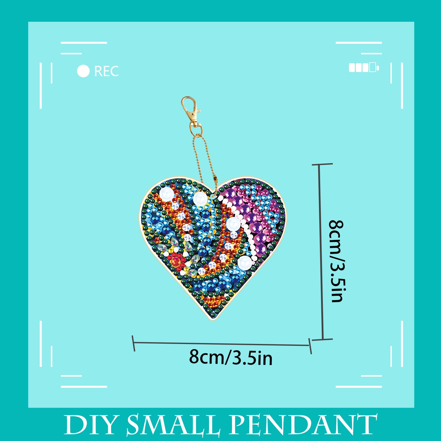 DIY keychain | Heart | Double-sided | Five Piece Set