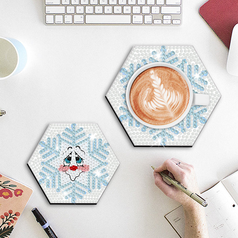 6 pcs set DIY Special Shaped Diamond Painting Coaster  | Snowman (no holder)