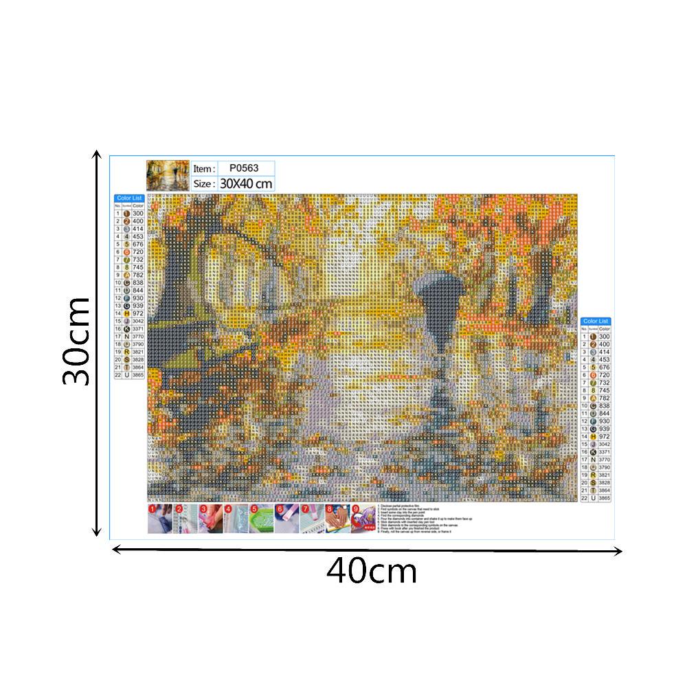 Paysage de pluie | Kits complets de peinture au diamant rond