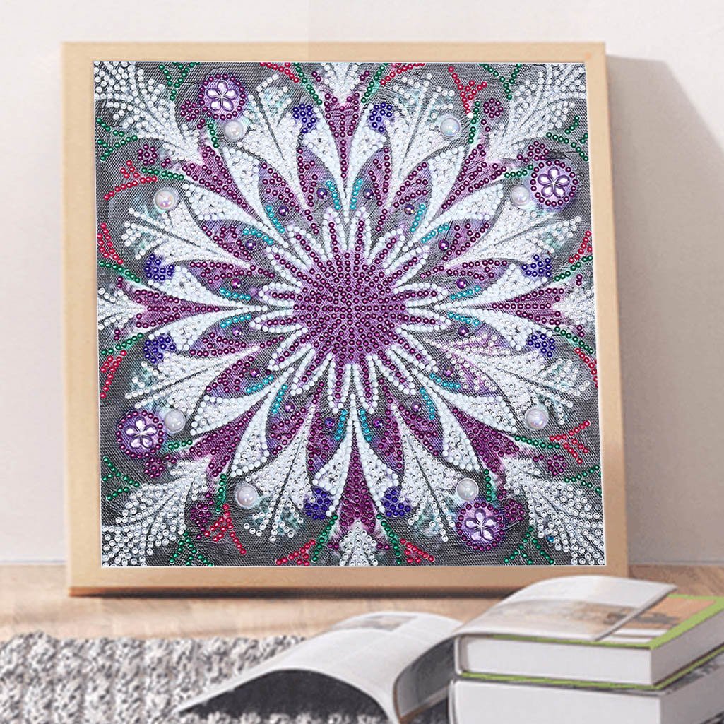 Abstract Art Mandala Flower | Luminous Diamond Painting Kits