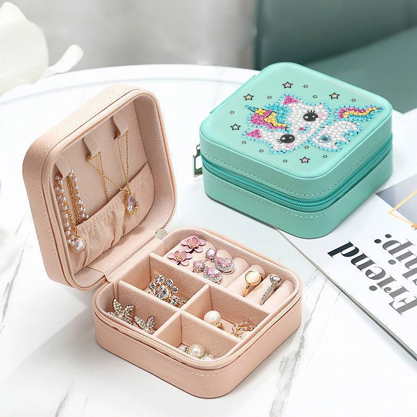 DIY Diamond Painting Jewelry Box-Unicorn