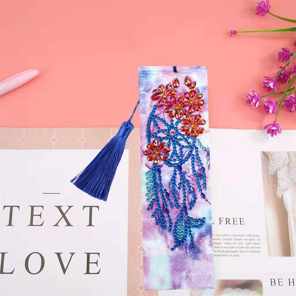 DIY Dreamcatcher Special Shaped Diamond Painting Leather Bookmark with Tassel