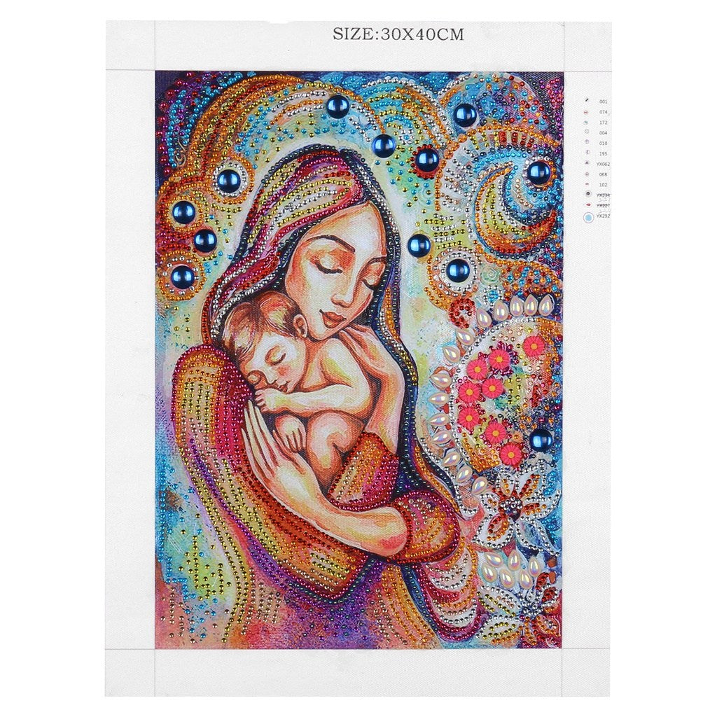 Mother Child  | Crystal Rhinestone  | Full Round Diamond Painting Kits