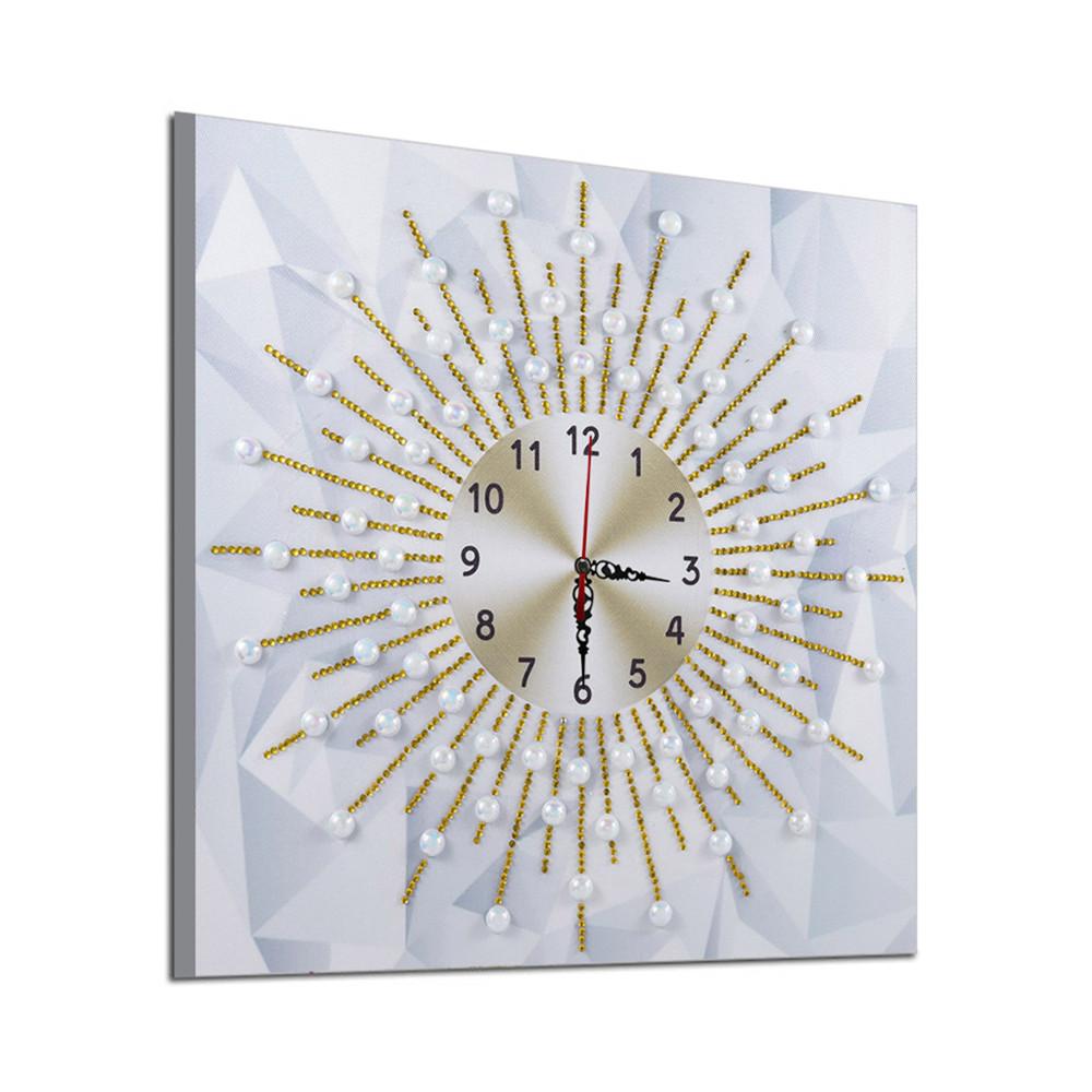 horloge fleurie | Cristal Strass | Kits complets de peinture au diamant rond 
