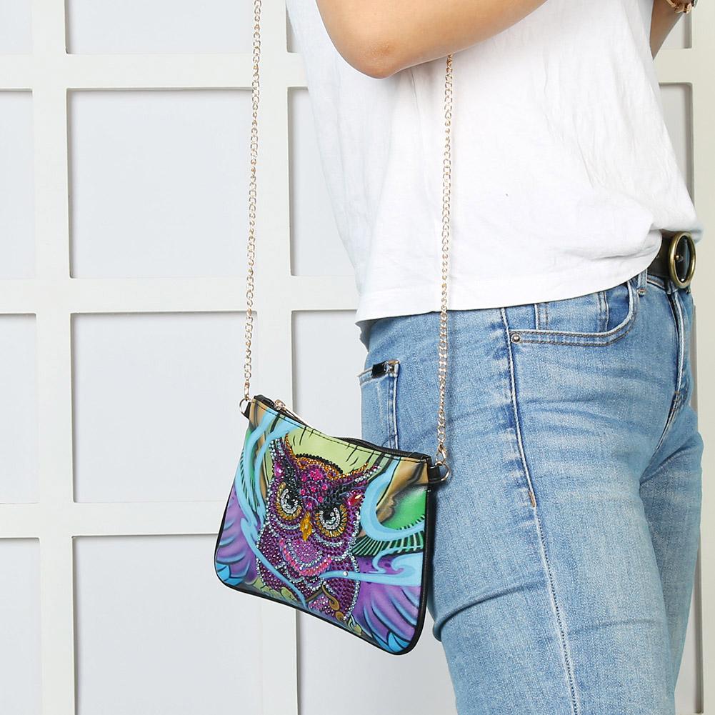 DIY Owl shaped diamond painting one-shoulder chain lady bag