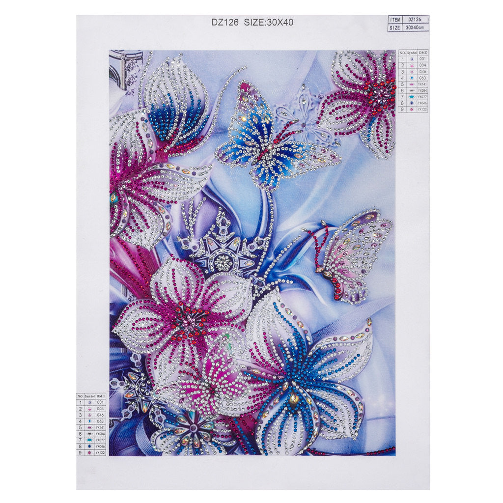 Flowers And Butterflies  | Crystal Rhinestone  | Full Round Diamond Painting Kits