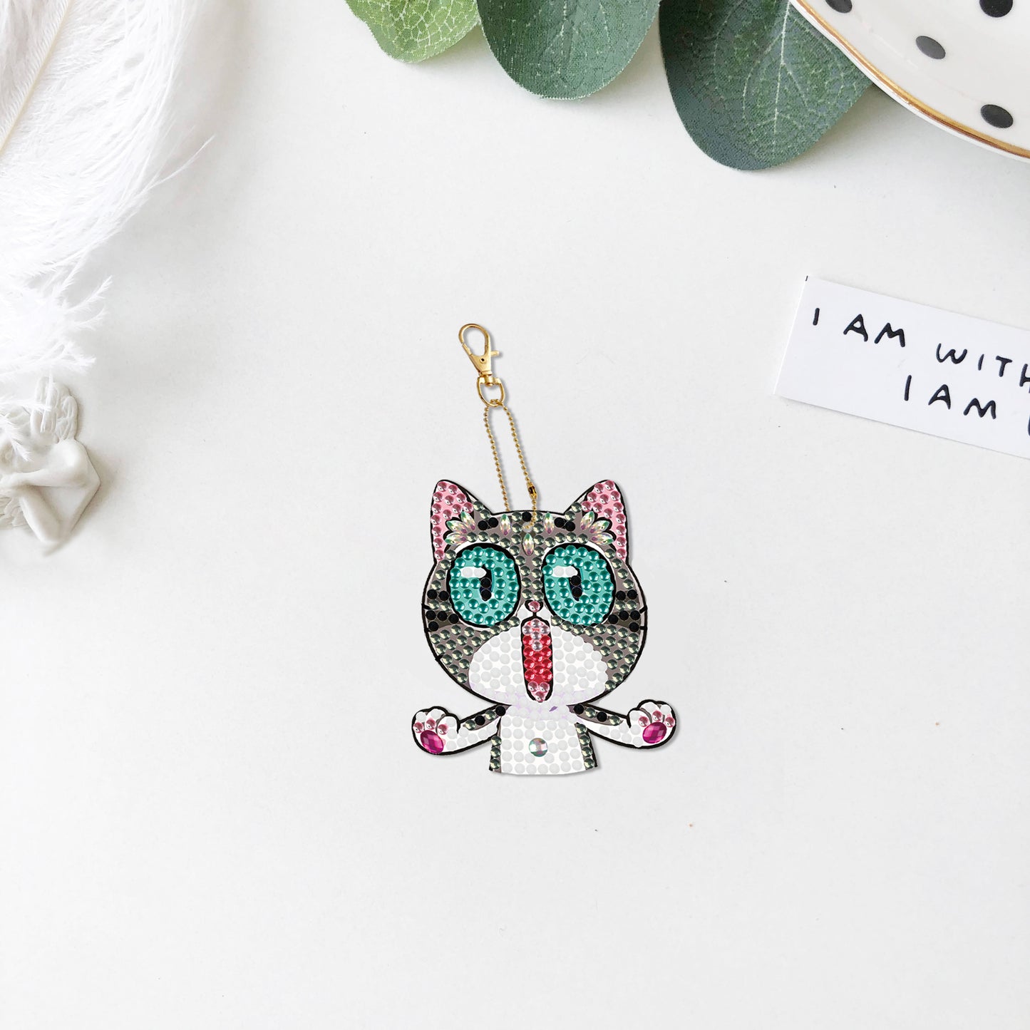 DIY keychain | Cat | Double-sided | Five Piece Set