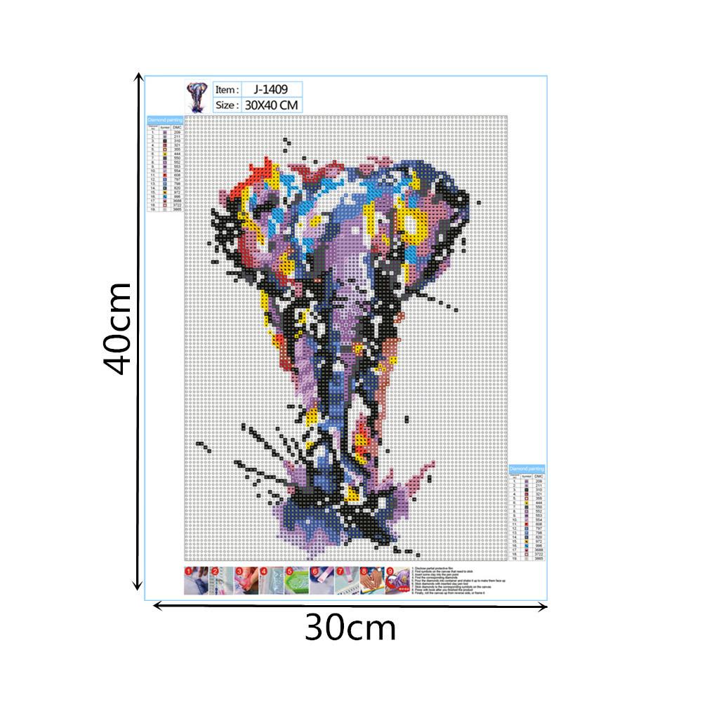 Éléphant | Kits complets de peinture au diamant rond