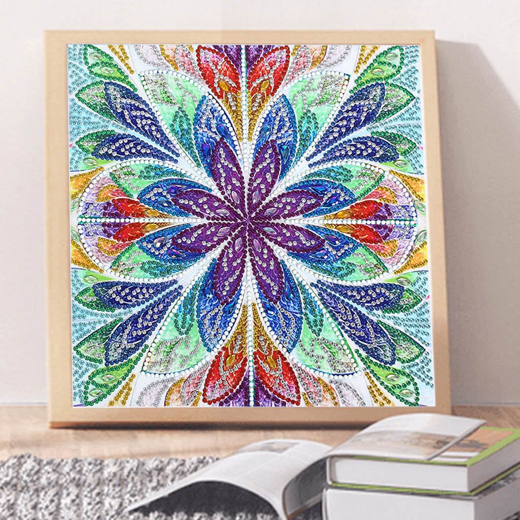 Abstrakte Kunst-Mandala-Blume | Leuchtende Diamant-Malkits 