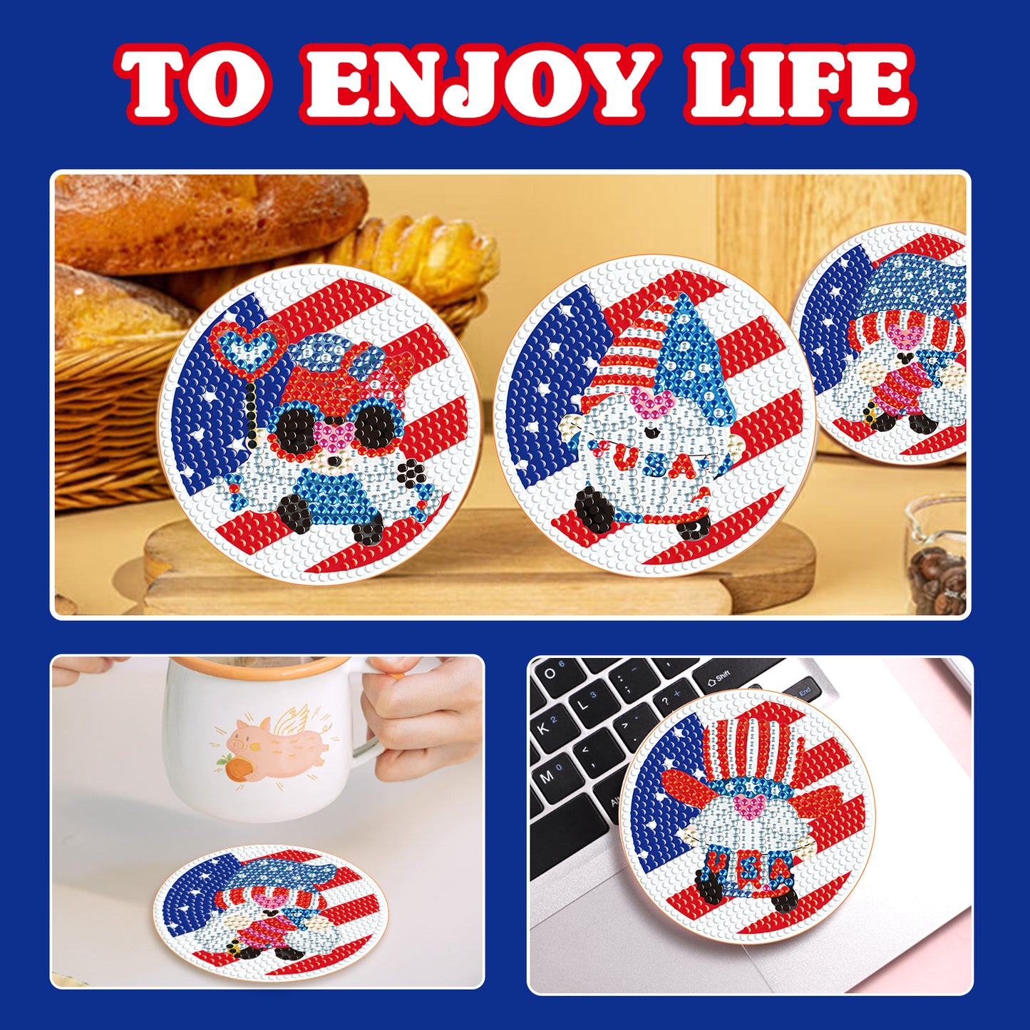 8 pcs set DIY Special Shaped Diamond Painting Coaster | Elves