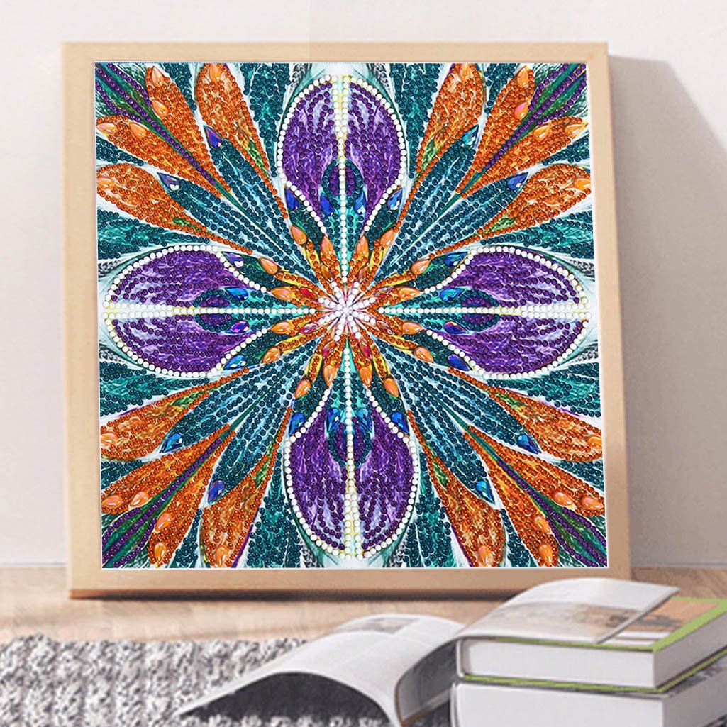 Abstrakte Kunst-Mandala-Blume | Leuchtende Diamant-Malkits 