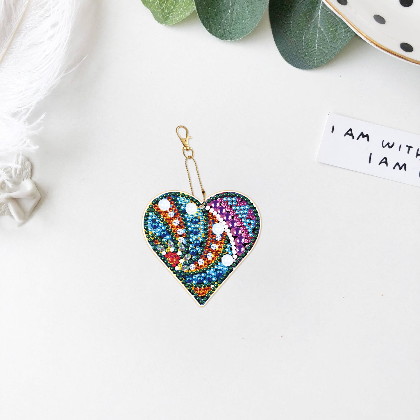 DIY keychain | Heart | Double-sided | Five Piece Set