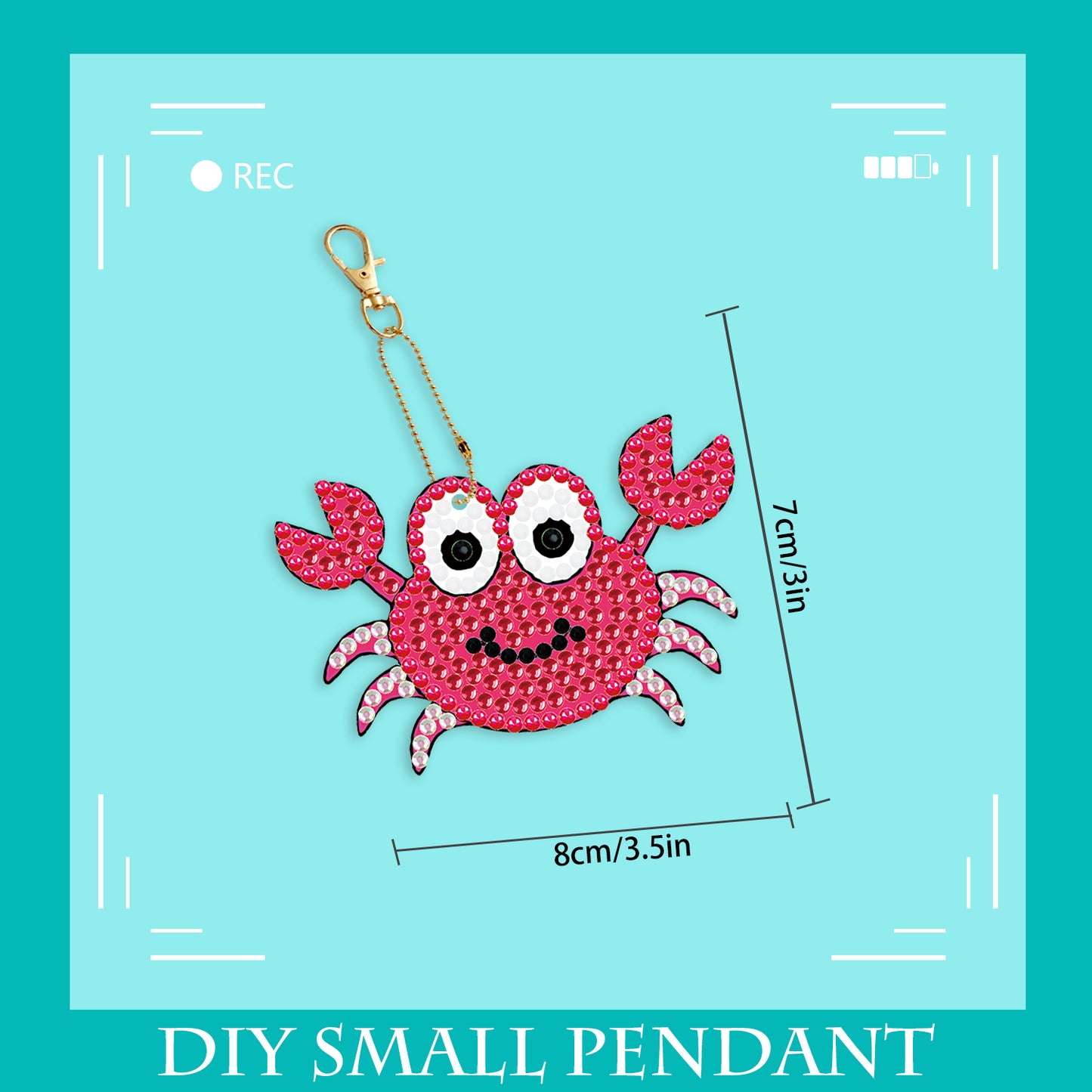 DIY keychain | Fish Seahorse Crab | Double-sided | Five Piece Set