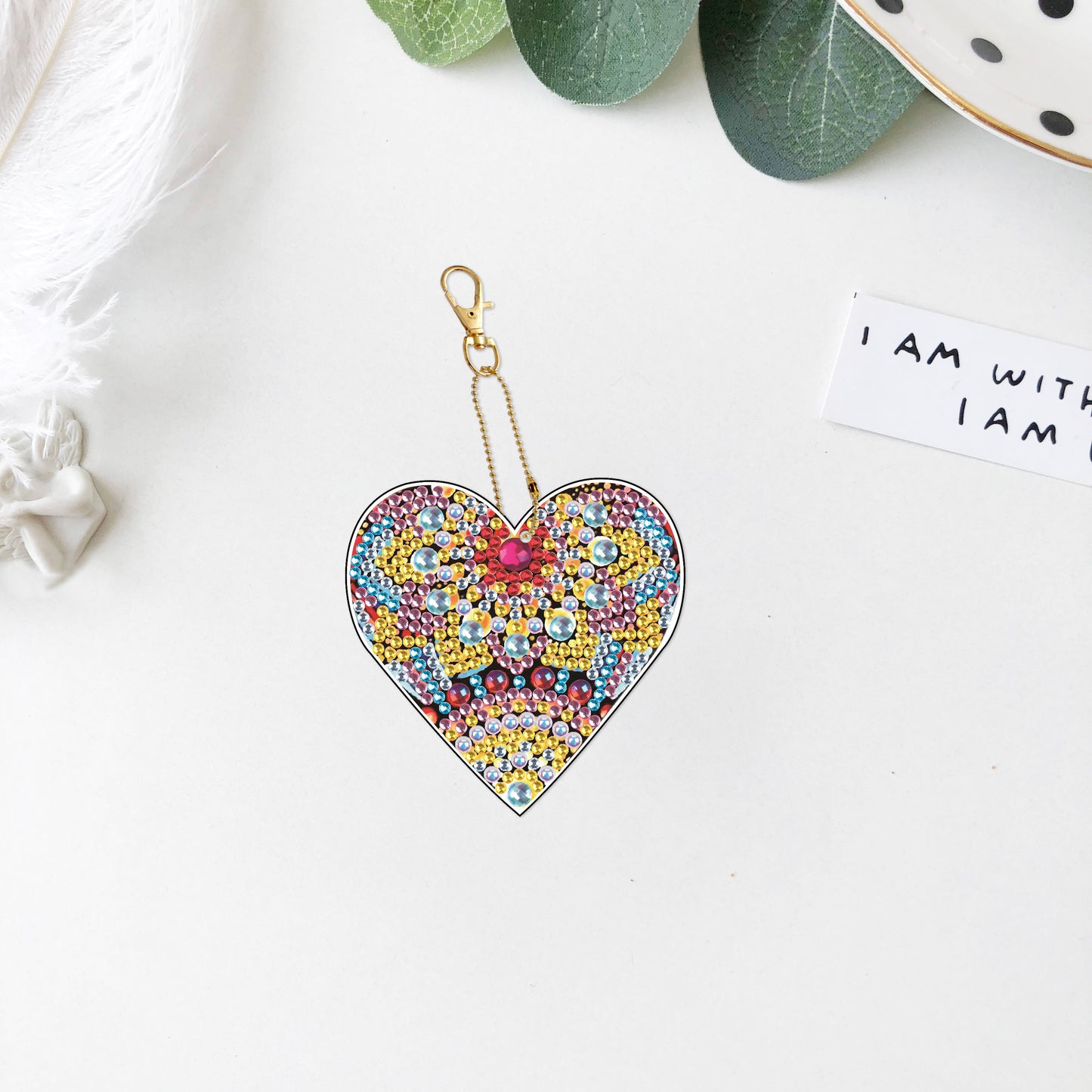 DIY keychain | Heart | Double-sided | Five Piece Set