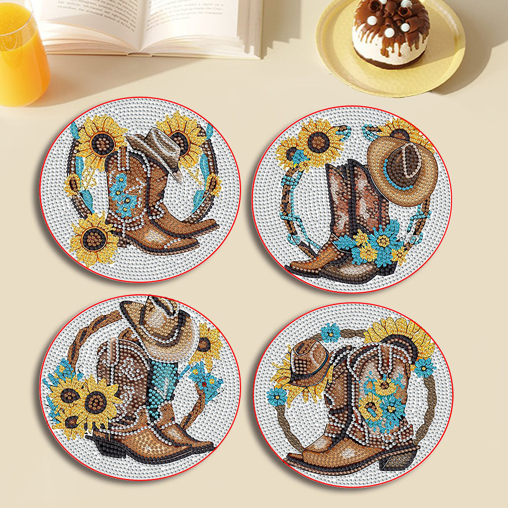 4PCS Diamond Painting Placemats Insulated Dish Mats | Boots