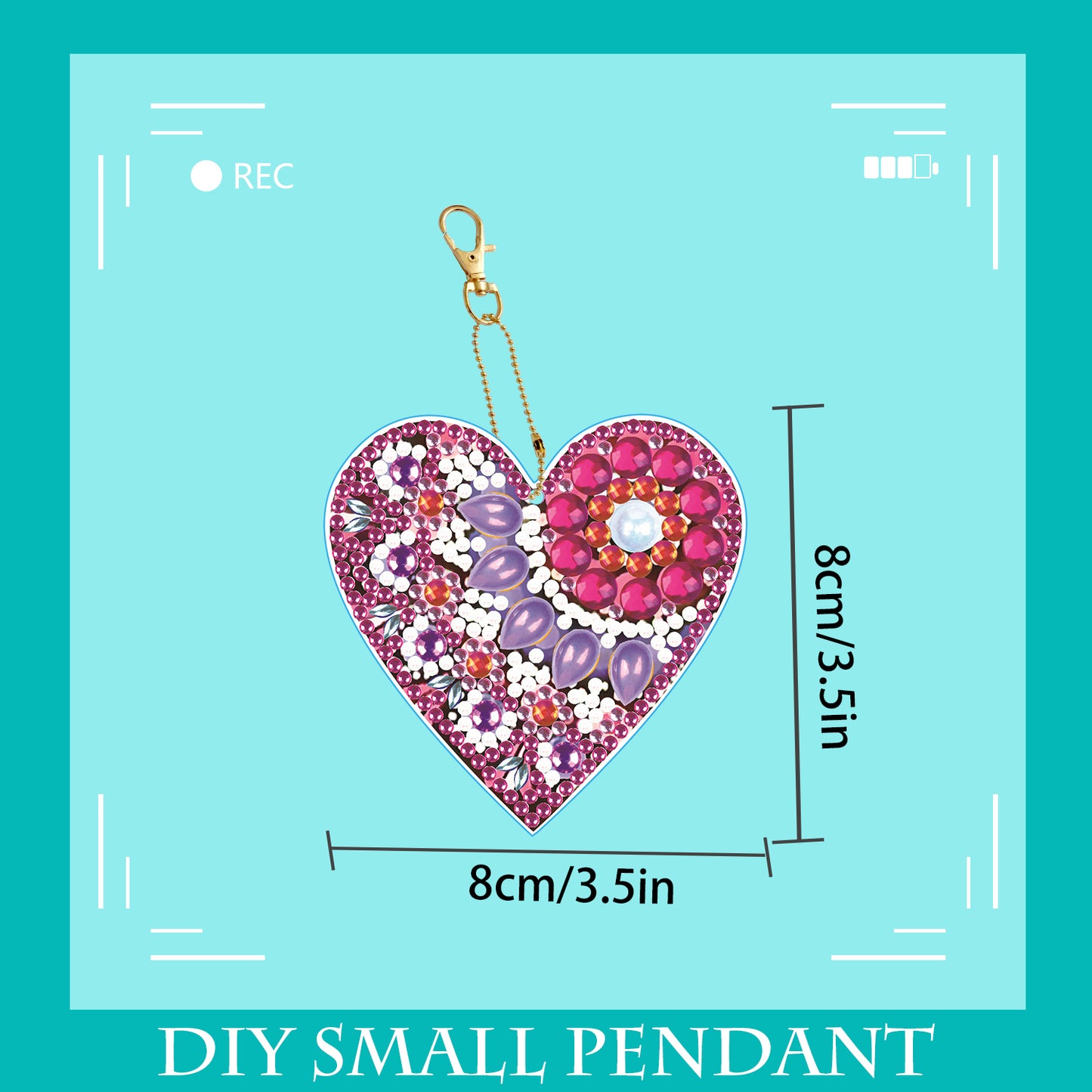 DIY keychain | Heart | Double-sided | Five Piece Set