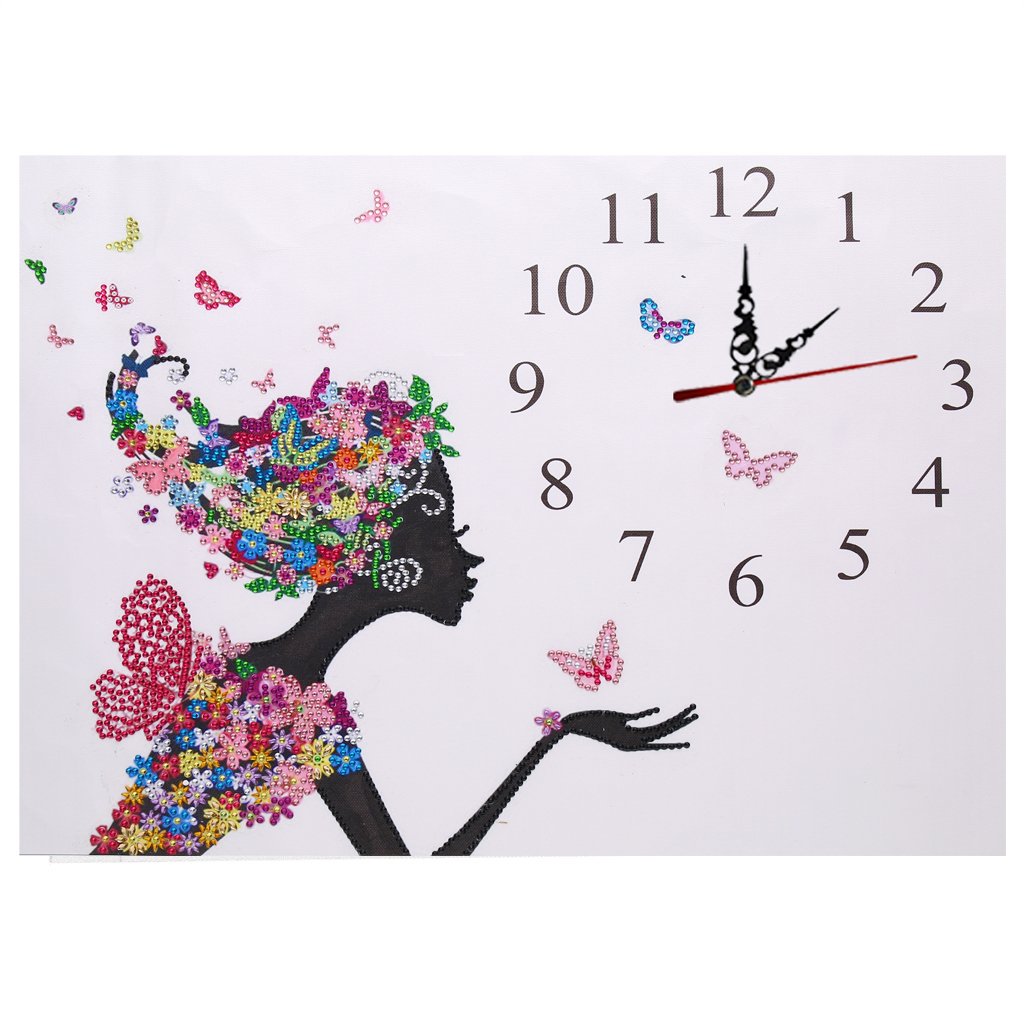 Fairy Clock  | Special Shaped | Crystal Rhinestone  | Full Round Diamond Painting Kits