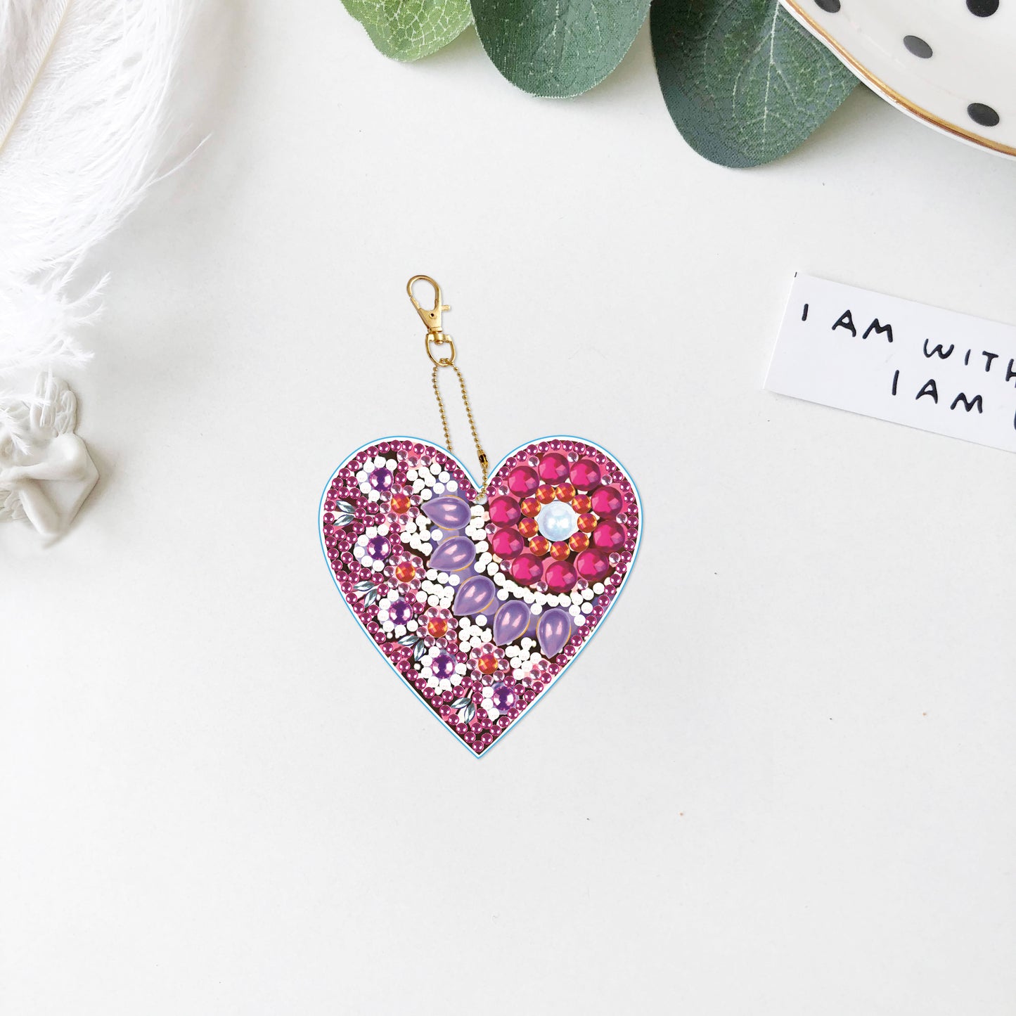 DIY keychain | Heart | Double-sided | Five Piece Set