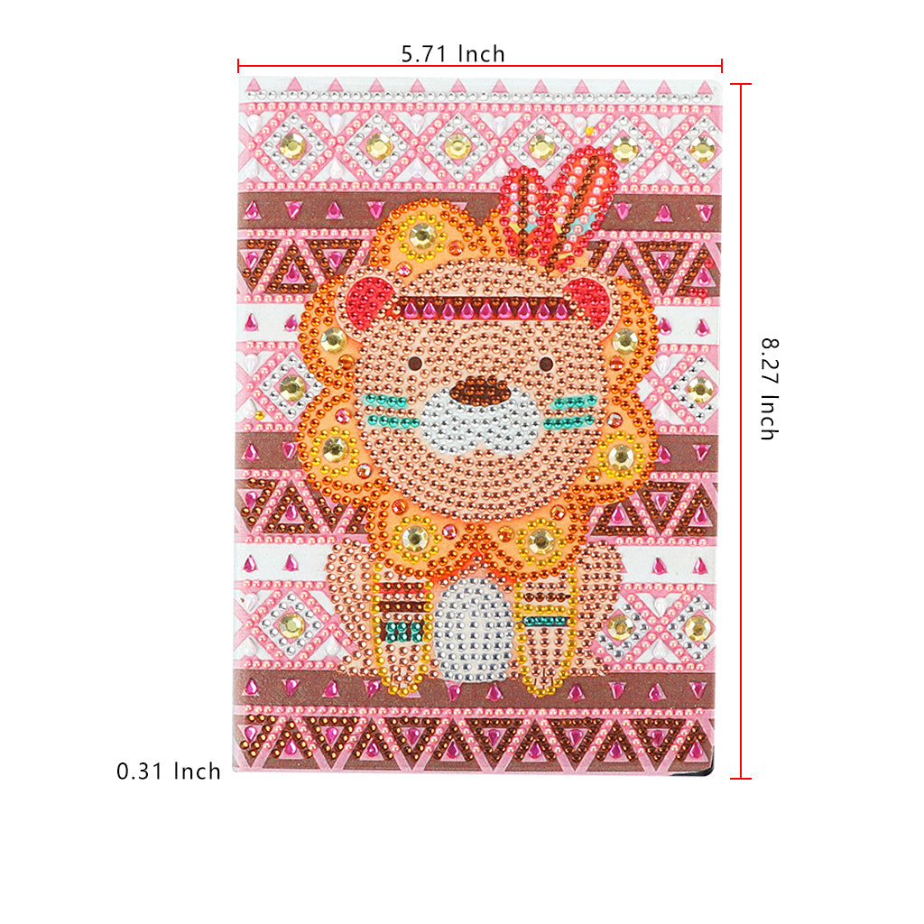 A5 5D Notebook DIY Part Special Shape Rhinestone Diary Book | Lion