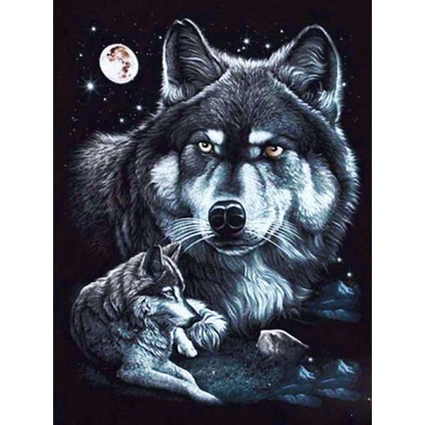 Indians Or Wolf | Full Round Diamond Painting Kits